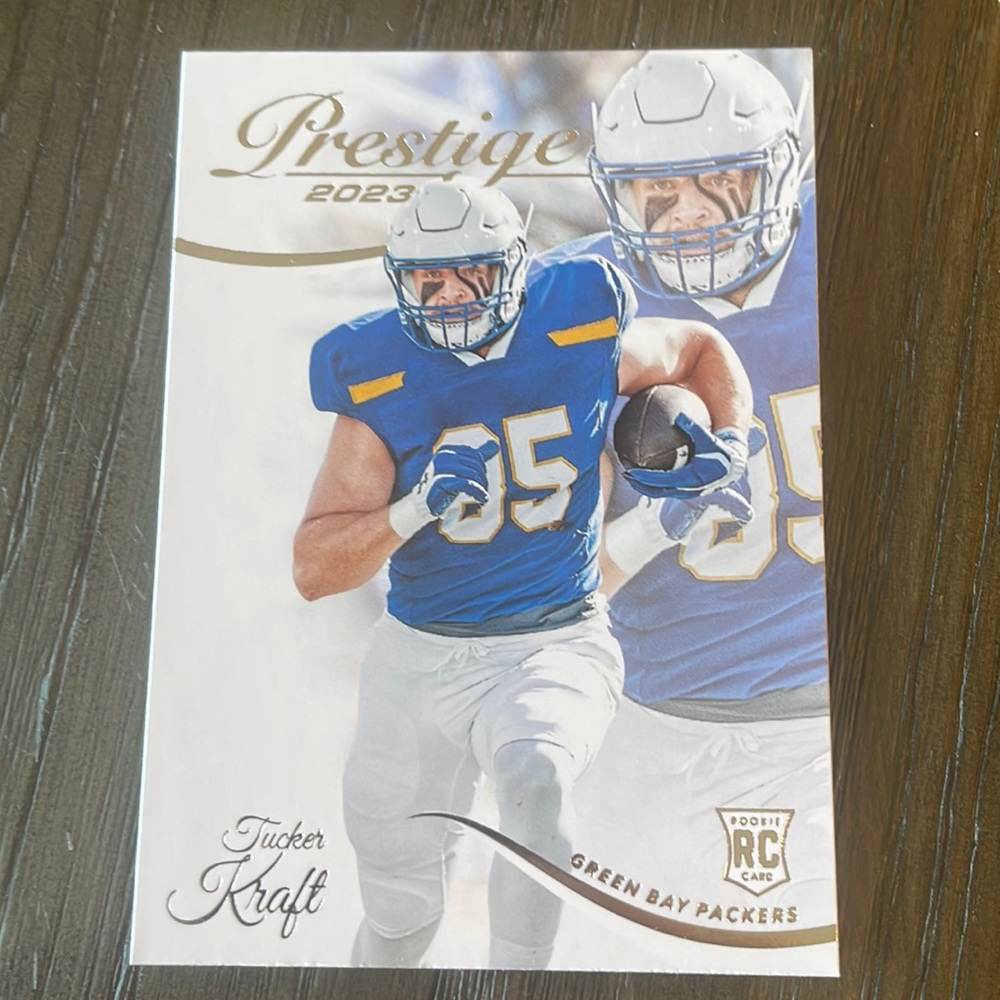 Prestige 2023 Green Bay Packers Tucker Kraft nfl rookie card.